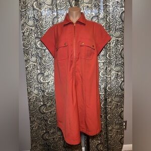 Sharagano Dress Womens Collared Zip Up